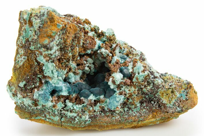 Botryoidal Blue-Green Rosasite on Limonite - Ojuela Mine, Mexico #330595